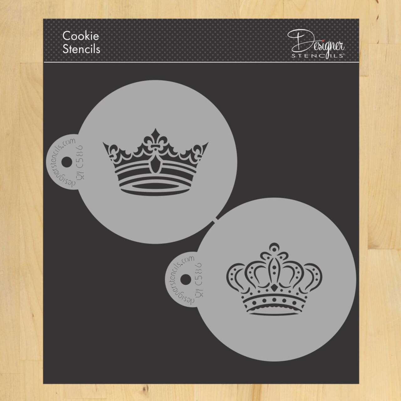 Royal Crowns Cookie Stencil Set | C586 by Designer Stencils | Baking Stencils for Royal Icing, Airbrush, Dusting Powder |
